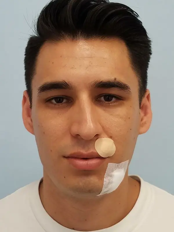 Rhinoplasty — before, front — Dr. Faramarz Shabdiz, MD. Individual results vary.